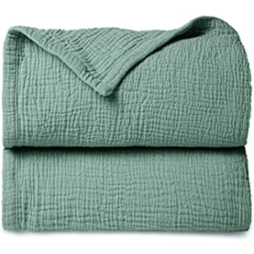 Lulu moon Muslin Quilt Blanket, Crib Blanket for Baby and Toddler,47x47 Inches(Lotus Leaf)