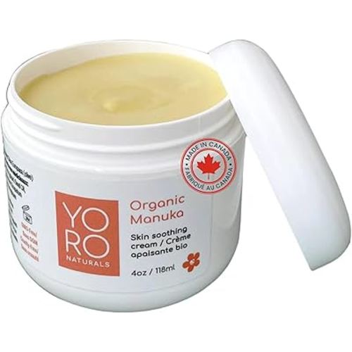 Organic Manuka Skin Soothing Cream for Sensitive Dry Skin, Original Formula, Itch Relief, Honey Eczema Relief, Natural Psoriasis Moisturizer & Dyshidrotic Eczema Balm for Face and Body (4 OZ)