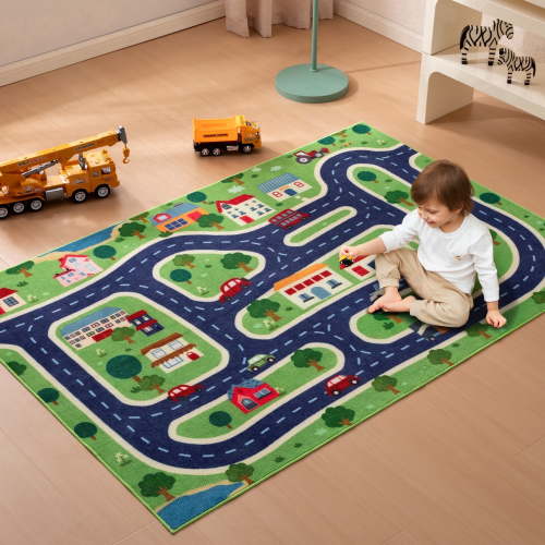 Sonive, Kids Playmat Area Rug, 4ft x 6ft, Blue, Washable Nursery