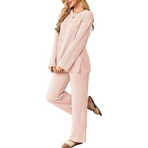 Kikibell Womens Sets 2 Piece Outfits Matching Lounge Set Cozy Knit Pajamas