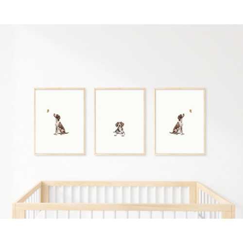 German Shorthaired Pointer Puppy Print Set: Nursery Dog Wall Art (Digital Download)