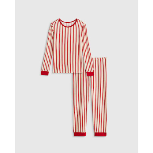 Bamboo Long Sleeve and Pant Pajama Set - Toddler in Red Candy Stripe