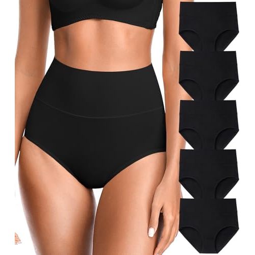 OLIKEME High Waisted Underwear for Women Tummy Control Full Coverage Cotton Ladies Panties Soft Stretch Briefs