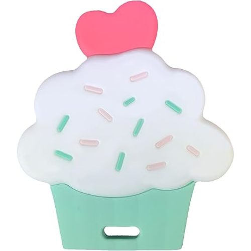 Cupcake Baby Teether - Infant Teether with Easy-to-Hold Design and Textured Back Side to Massage and Soothe Sore, Swollen Gums