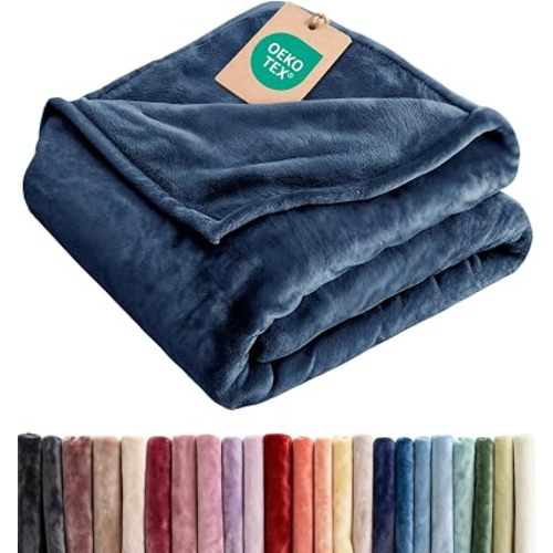 Ultra Soft Fleece Throw Blanket - College Dorm Room Essentials - Navy