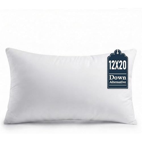 puredown® 12x20 Throw Pillow Insert Set of 1 – Supportive & Fluffy Down Alternative Pillow Forms for Couch, Sofa & Bed, Indoor Decorative Cushion Stuffer