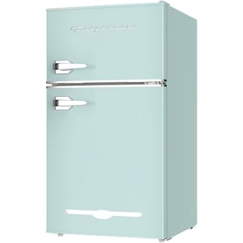 Frigidaire EFR840 Retro Mini Fridge with Freezer & Side Bottle Opener - Small 2 Door Refrigerator for Office Bar or College Dorm Room - 3.2 Cu Ft, Mint