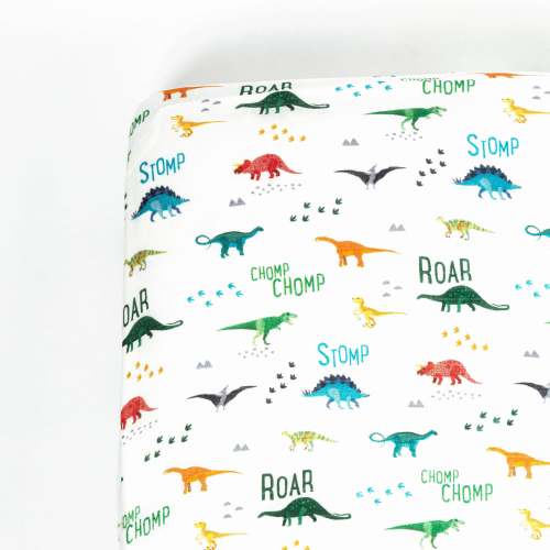 Modern Dino Bamboo Muslin Crib Sheet