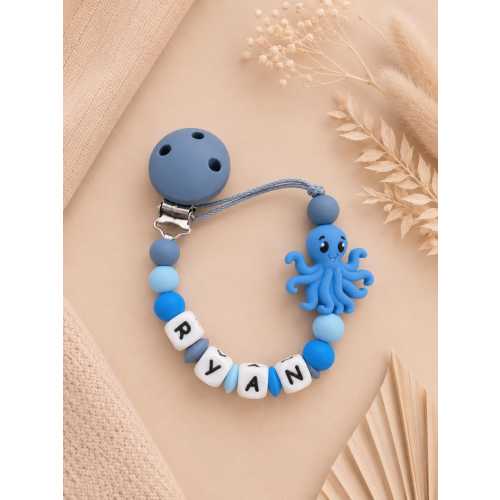 Personalized octopus pacifier clip