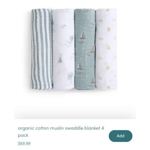 aden + anais Organic Cotton Muslin Swaddles in Sailing Seas 4 Pack