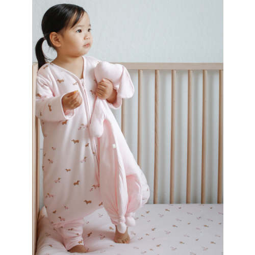 Girl Dog 0.5 TOG Long Sleeve Bamboo Viscose Footie Sleep Sack | gunamuna