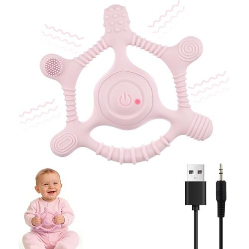 Sensory Chew Necklaces Vibrating Teether for Kids, Pink