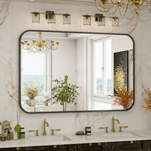BEAUTYPEAK Rectangle Bathroom Vanity Mirrors 24"x36",Black