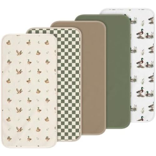 Hahafelt 5 Pcs Waterproof Changing Pad Liner, Mallard