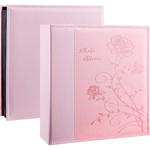 Artmag Photo Album 4x6 600 Photos, Extra Large Capacity Leather Cover Wedding Family Photo Albums Holds 600 Horizontal and Vertical 4x6 Photos with Black Pages(Pink)