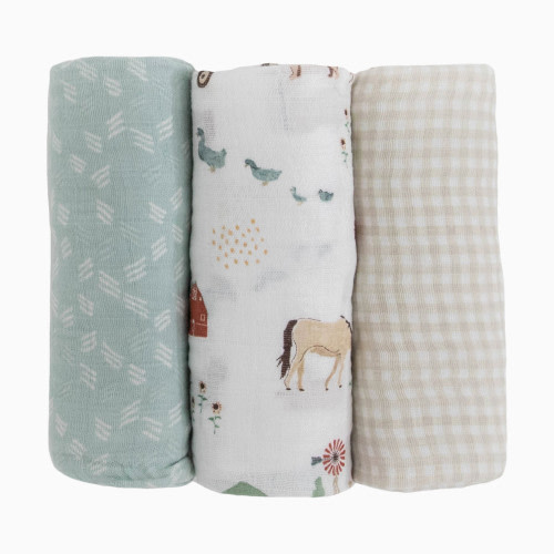 Little Unicorn Cotton Muslin Swaddle 3 Pack - Farmyard