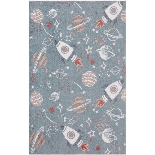 Nourison Astra Machine Washable Space 3'3" x 5' Blue Multicolor Kids Indoor Rug