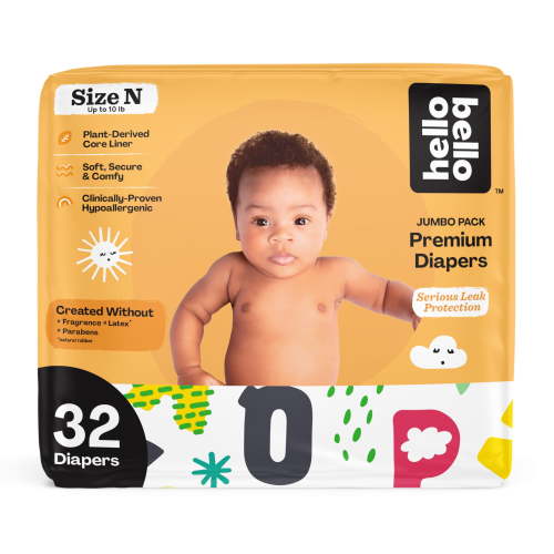 Hello Bello Premium Baby Diapers Size Newborn, 32 Count of Disposable, Extra-Absorbent, Hypoallergenic Baby Diapers with Snug and Comfort Fit, Alphabet Soup