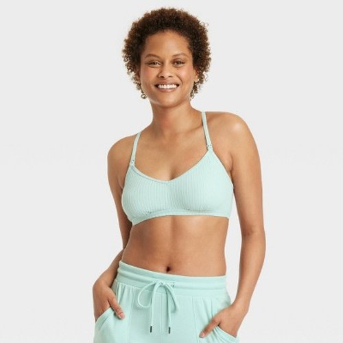 Women's Nursing Bralette - Auden™ Green L: Maternity Racerback, Pullover, One-Handed Cup Release, Unlined Wireless Design