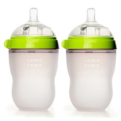Comotomo Baby Bottle - Green, 8 oz (2-Count)
