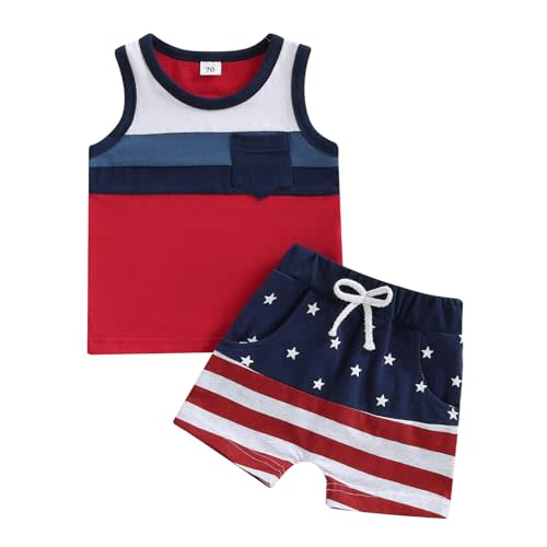 CIYCUIT 2Pcs Baby Boy Summer Clothes Infant Toddler Beach Outfits Sleeveless Tank Tops Shorts Set