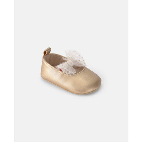 Baby Girl Metallic Bow Flats - Gold | Carter's