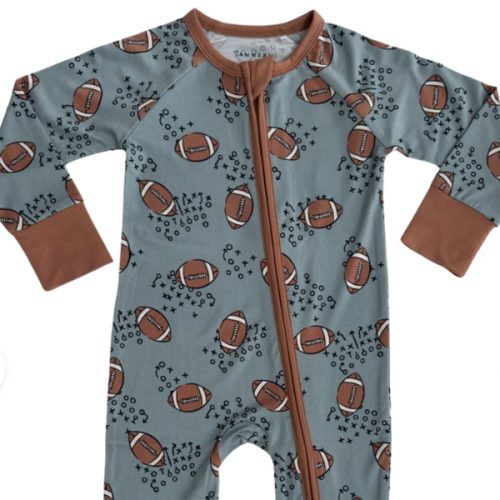 Green Football Zipper Romper – In My Jammers