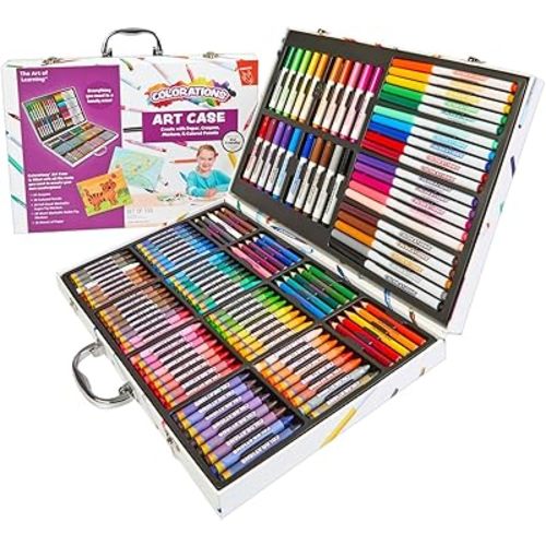 Colorations - Creative Artist Case - 150 pcs - Markers, Crayons, Colored Pencils, Paper, Art Set for Kids, Coloring Kit, Washable