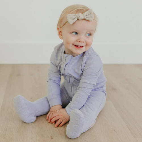 Rib Knit Zip-Up Footie Pajama - Periwinkle