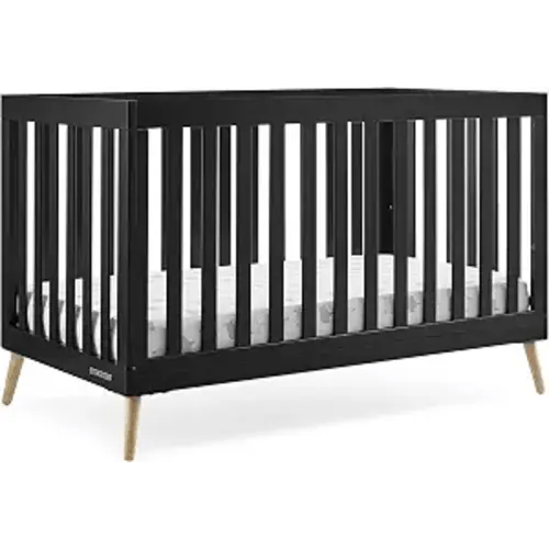 Delta Children Essex 4-in-1 Convertible Baby Crib, Ebony with Natural Legs