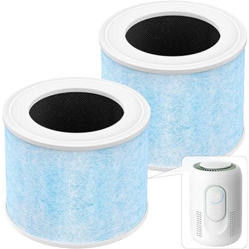 4-in-1 Air Filter Compatible with Momcozy Nursery Air Purifier, H13 True HEPA Filter with Activated Carbon, 2 Pack