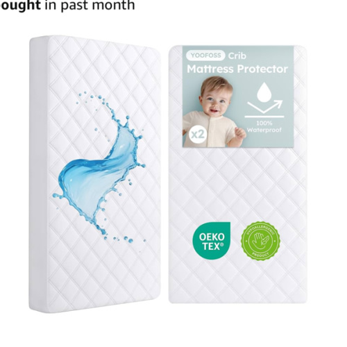 Yoofoss Waterproof Crib Mattress Protector 2 Pack, Quilted Crib Mattress Pad Cover Ultra Soft and Breathable, Machine Washable Toddler Mattress Protector for Standard Baby Crib Size 52''x28''