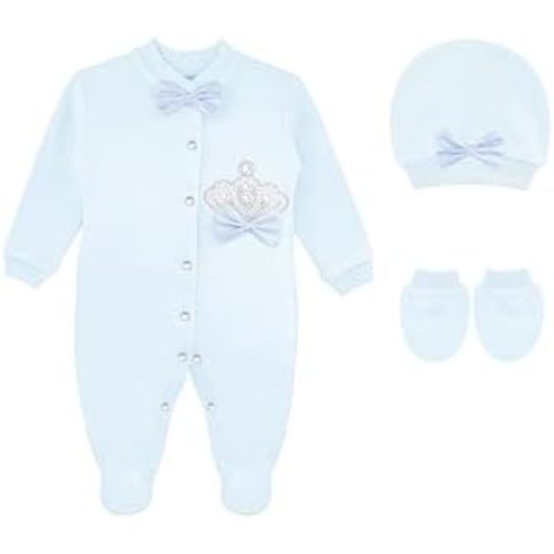 Lilax Baby Boy Newborn Crown Jewels Layette 3 Piece Gift Set
