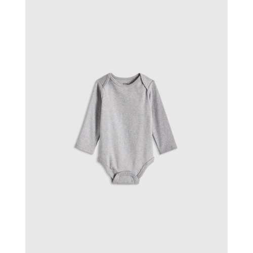 100% Organic Cotton Long Sleeve Bodysuit - Baby in Heather Grey
