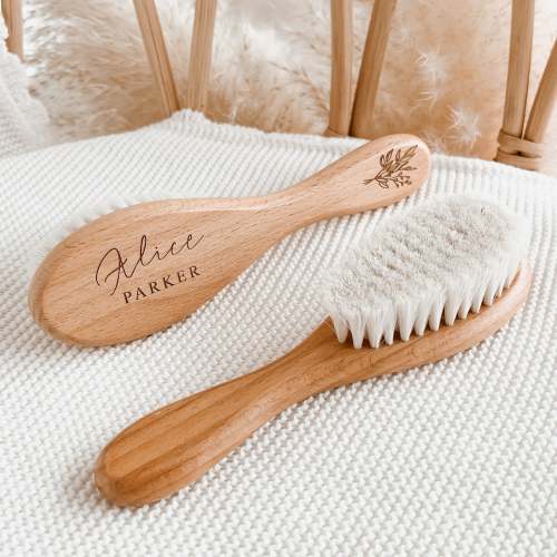 Personalised Wooden Baby Brush – Blossom and Pear