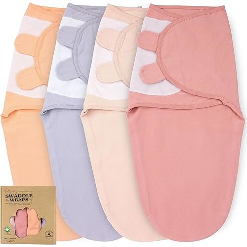 Bublo Baby Organic Cotton Swaddle 4-Pack Newborn Swaddles 0-3 Month - Swaddle Blanket Infant Swaddler Wrap Sleep Sack, Swaddles for Newborn Boys & Girls, Baby Registry & Shower Gift Essential