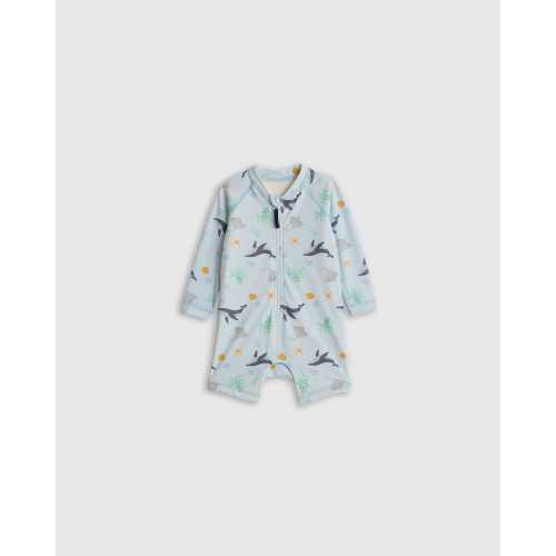 Long Sleeve Zip-Up Rash Guard One-Piece - Baby in Under the Sea