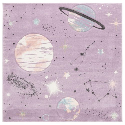 Carousel Kids 5x5 Round Purple Galaxy Area Rug