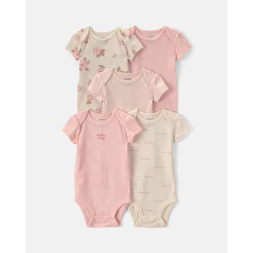 Baby Girl 5-Pack Floral Multipack Bodysuits - Pink/Ivory | Carter's