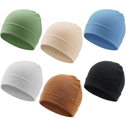 DRESHOW BQUBO 6 Pack Baby Beanie Hats for Unisex Infant Toddler Cotton Beanie Newborn Hospital Hat for Boys Girls 0-6 Months