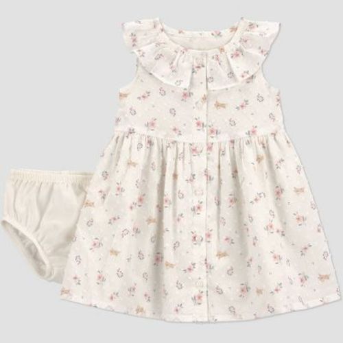 Carter's Just One You® Baby Girls' Bunny Floral Dress - Ivory 3M
