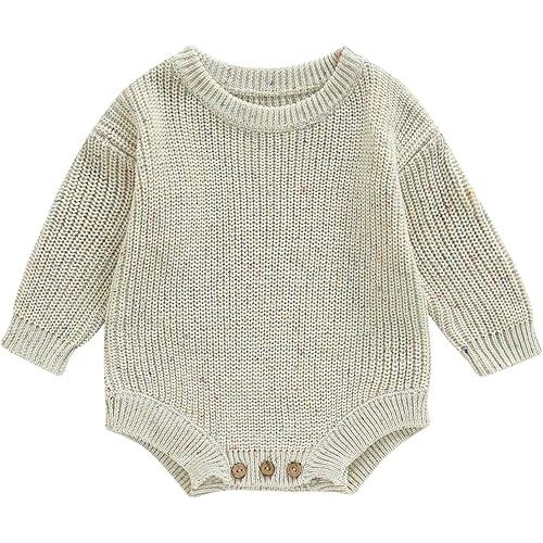 FYBITBO Baby Girl Boy Sweater Knit Oversized Pullover Sweatshirt Romper Onesie Warm Fall Winter Clothes Outfit Newborn