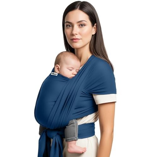 Yolay Baby Wrap Carrier Easy to Wear Soft Baby Carrier Sling Hands Free Adjustable Baby Carrier for Newborn to Toddler Upto 50 lbs, Blue