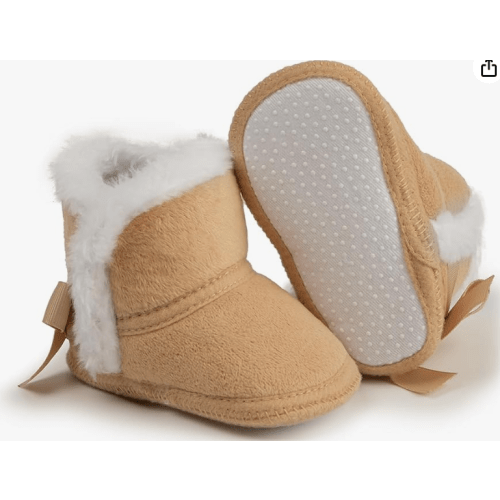 Infant Unisex Warm Fur Lining Soft Boots Baby Winter Ankle Non-Slip Rubber Texture Sole Toddler Winter Snow Crib Shoes