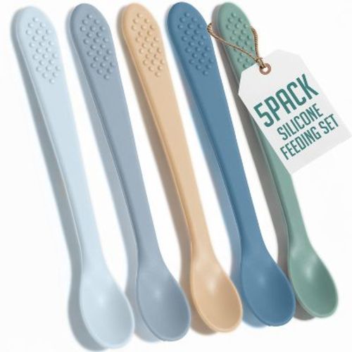 Baby Spoons - Infant Spoons First Stage - Silicone Baby Spoon For Self Feeding - First Stage Baby Feeding Spoon Set Gum Friendly - BPA Free