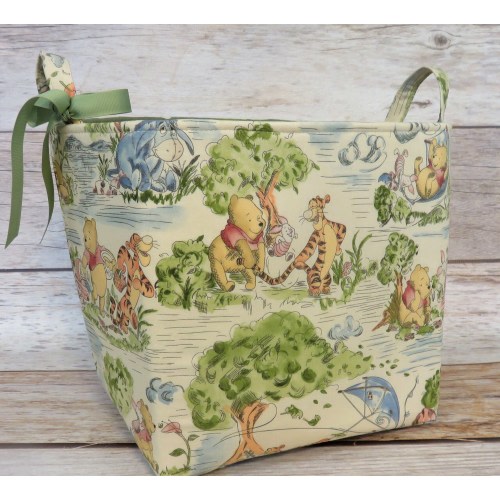 Winnie Pooh Eeyore Tigger Park Toile Fabric - 10 in x 10 in x  10 in - Storage Container Basket Bucket - Baby Room Decor
