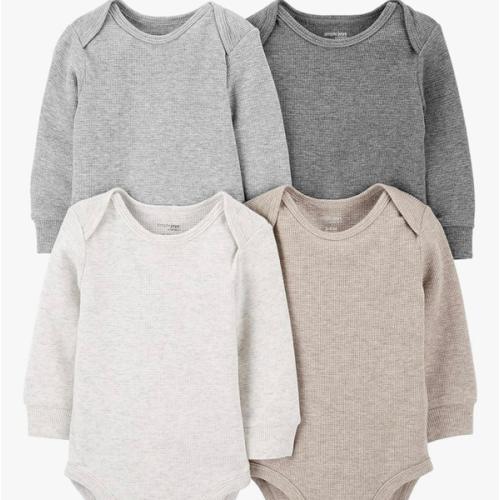 Simple Joys by Carter's Baby 4-pack Soft Thermal Long Sleeve Bodysuits