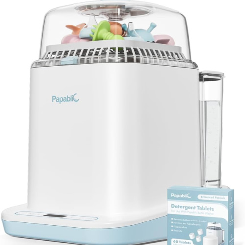 Papablic Bottle Washer Pro, Bottle Washer & Sterilizer & Dryer, 4-in-1 Bottle Washer Sanitizer for Bottles, Pump Parts, C-Section& Baby Essentials - Quick & Clean with 60 Detergent Tablets