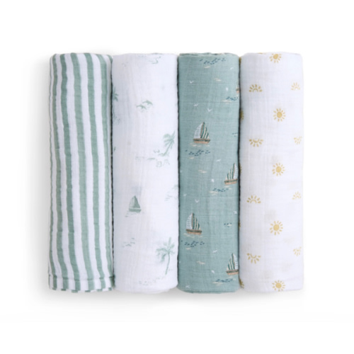 aden + anais Organic Cotton Muslin Swaddles in Sailing Seas 4 Pack