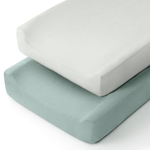 lulumoon Muslin Changing Pad Cover: Baby Diaper Changing Table Pad Cover - Changing Pad Sheets for Girls Boys